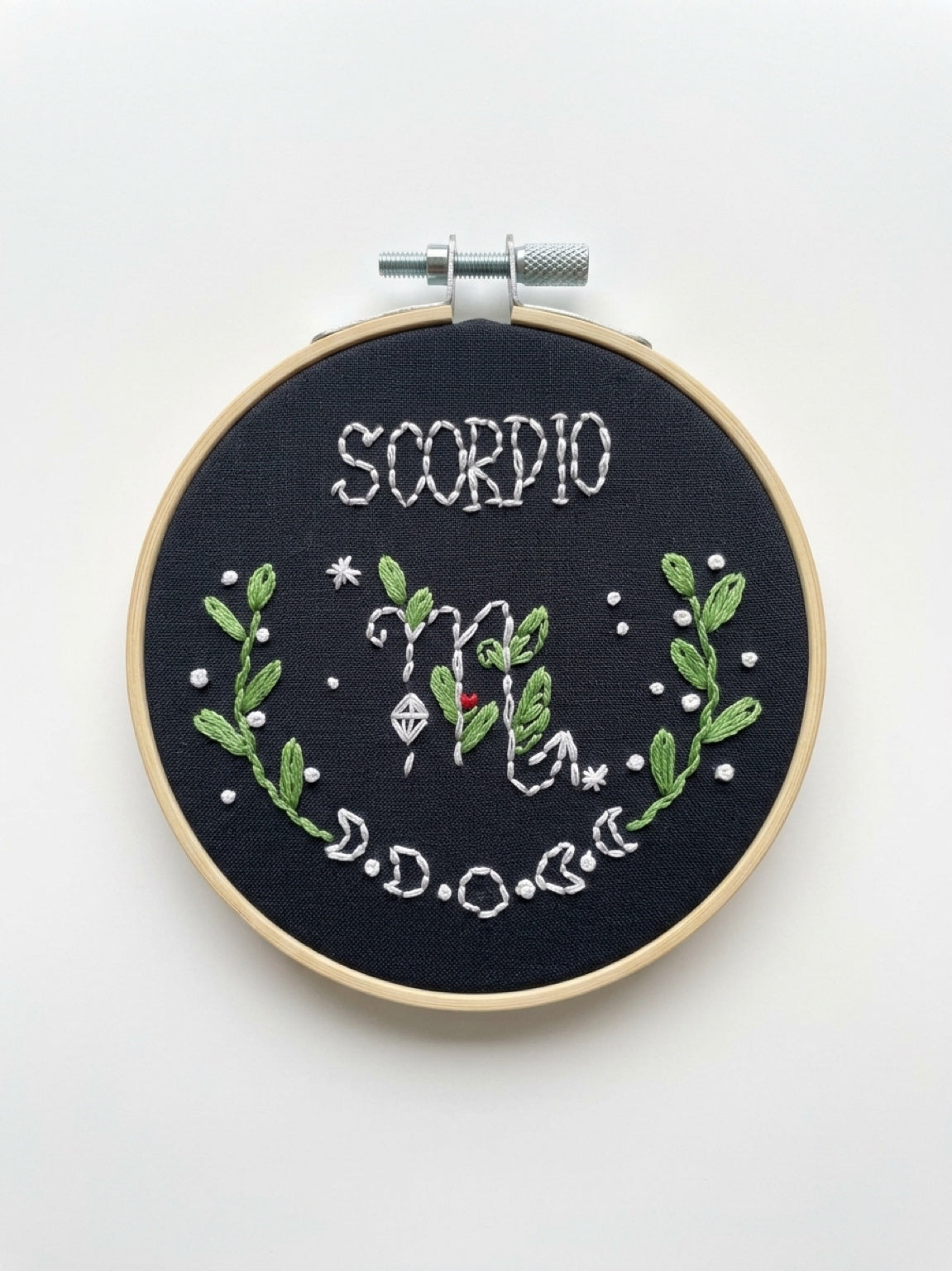 Handmade Embroidered Zodiac Hoop | zodiac Embroidery Wall Art & Shelf Décor