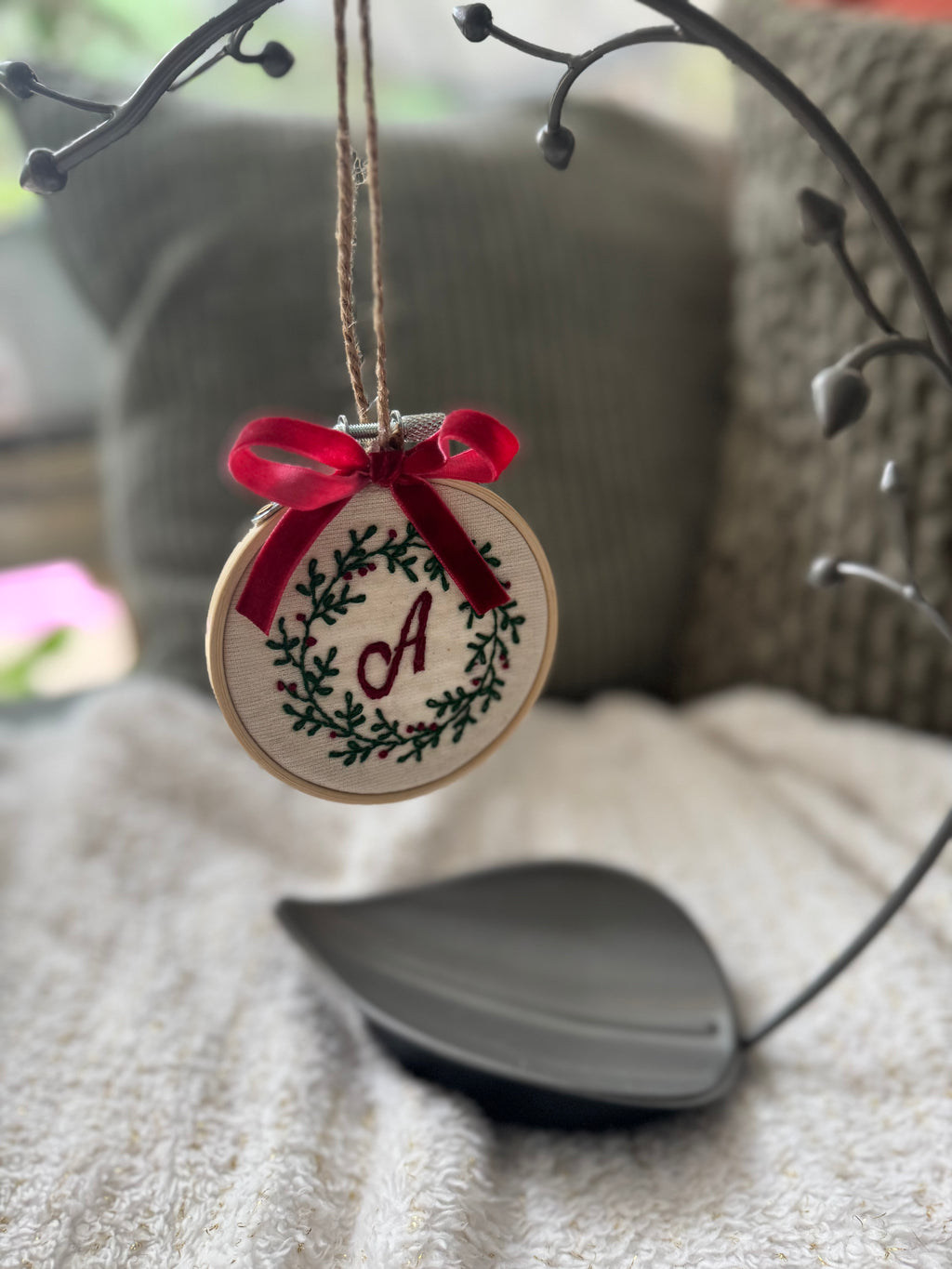 Handmade Personalized Embroidered Christmas Ornament