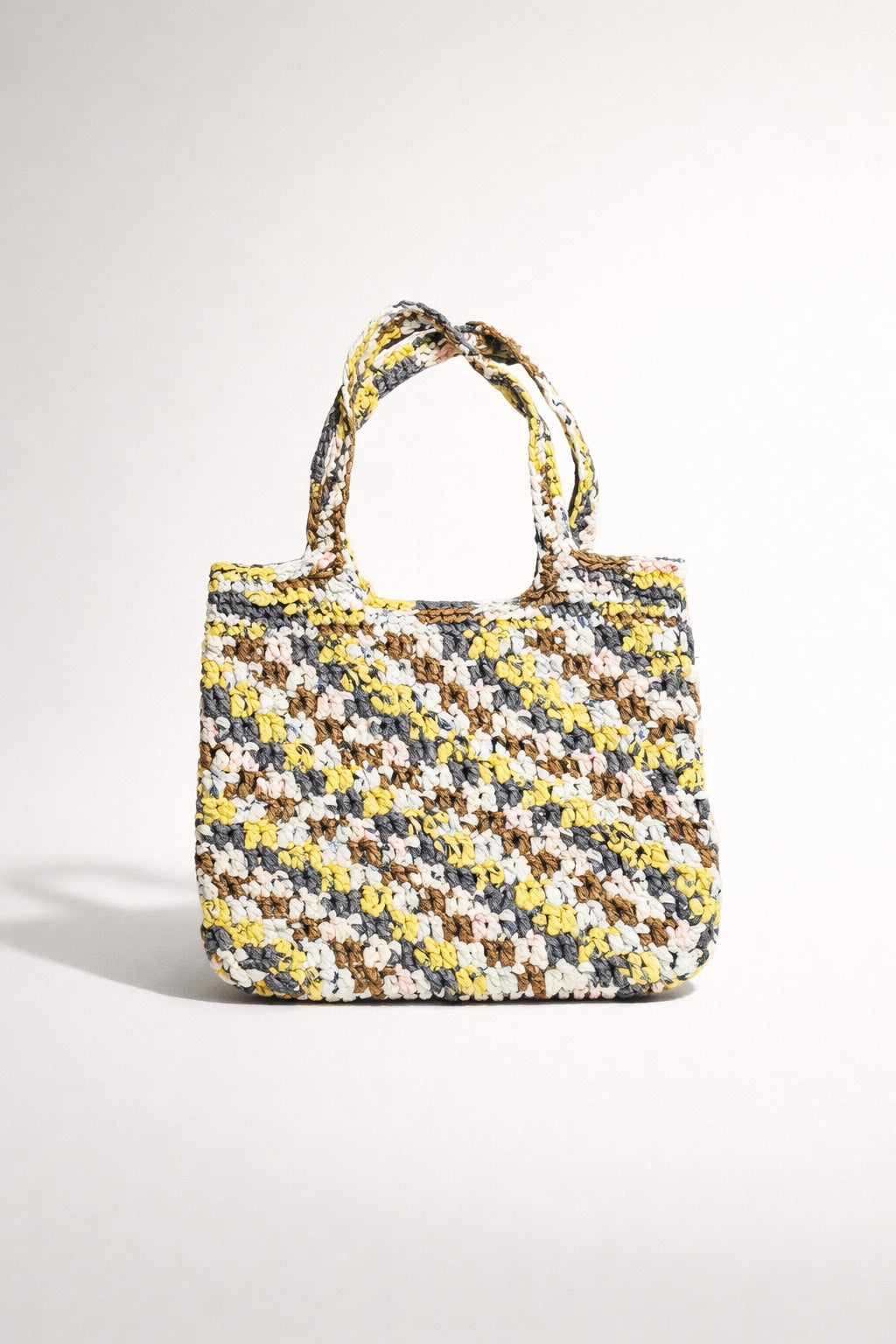 Large Plarn Tote - Beige+Grey+Yellow