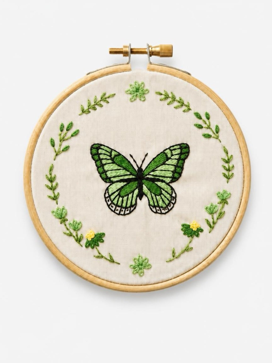 Handmade Embroidered Butterfly Hoop | Butterfly Embroidery Wall Art & Shelf Décor